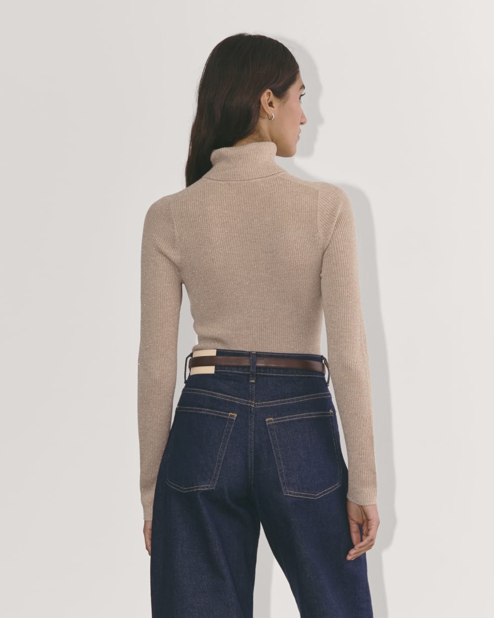 The Turtleneck in Lurex Merino | Rose Gold
