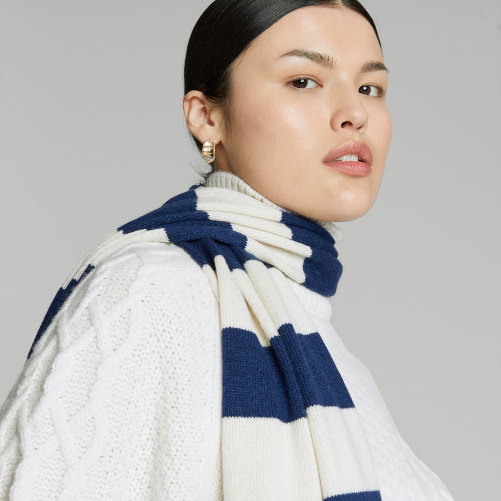 The Cashmere Scarf | Bright Navy / Bone