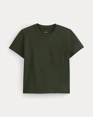 The Box-Cut Tee in Essential Cotton | Dark Green | Pocket