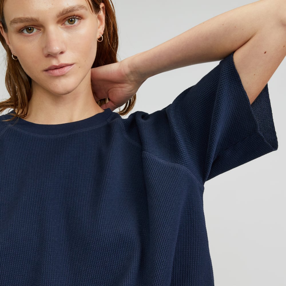 The Organic Cotton Waffle Raglan Tee | Navy