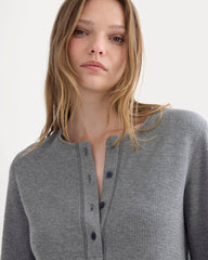 Boxy Henley in Cozy Waffle | Heathered Charcoal