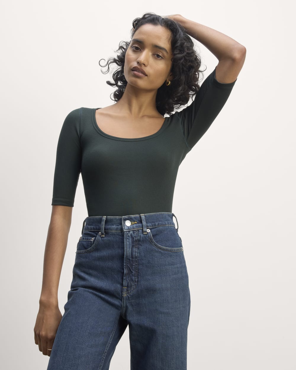 The Luxe Rib Scoop-Neck Tee | Scarab