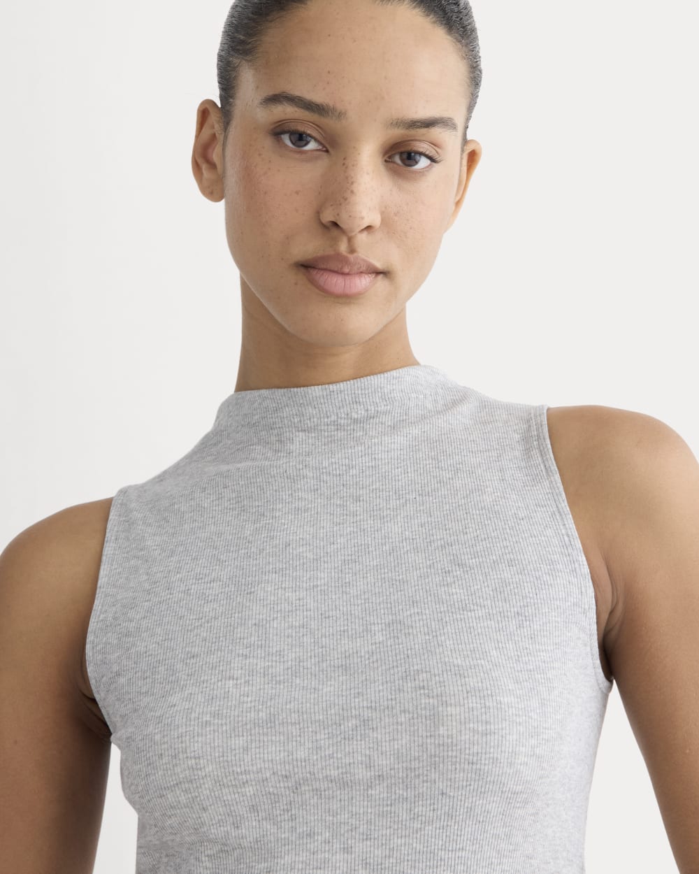 The Luxe Rib Funnel-Neck Tank | Classic Heather Grey
