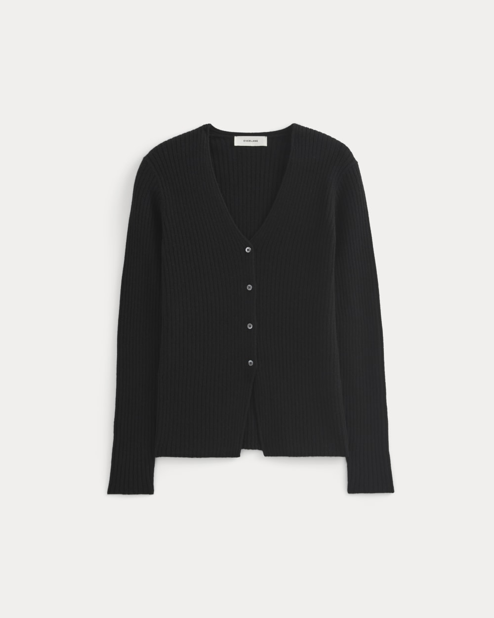 Cashmere Ribbed V-Neck Cardigan | Black