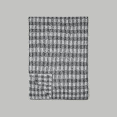 The Alpaca Patterned Scarf | Light Heather Grey / Dark Charcoal Buffalo Check