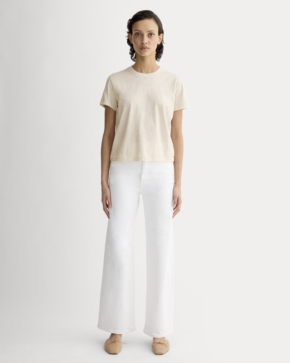 The Box-Cut Tee in Essential Cotton | Heathered Oat | No Pocket