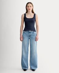 The Luxe Rib Square-Neck Tank | Navy