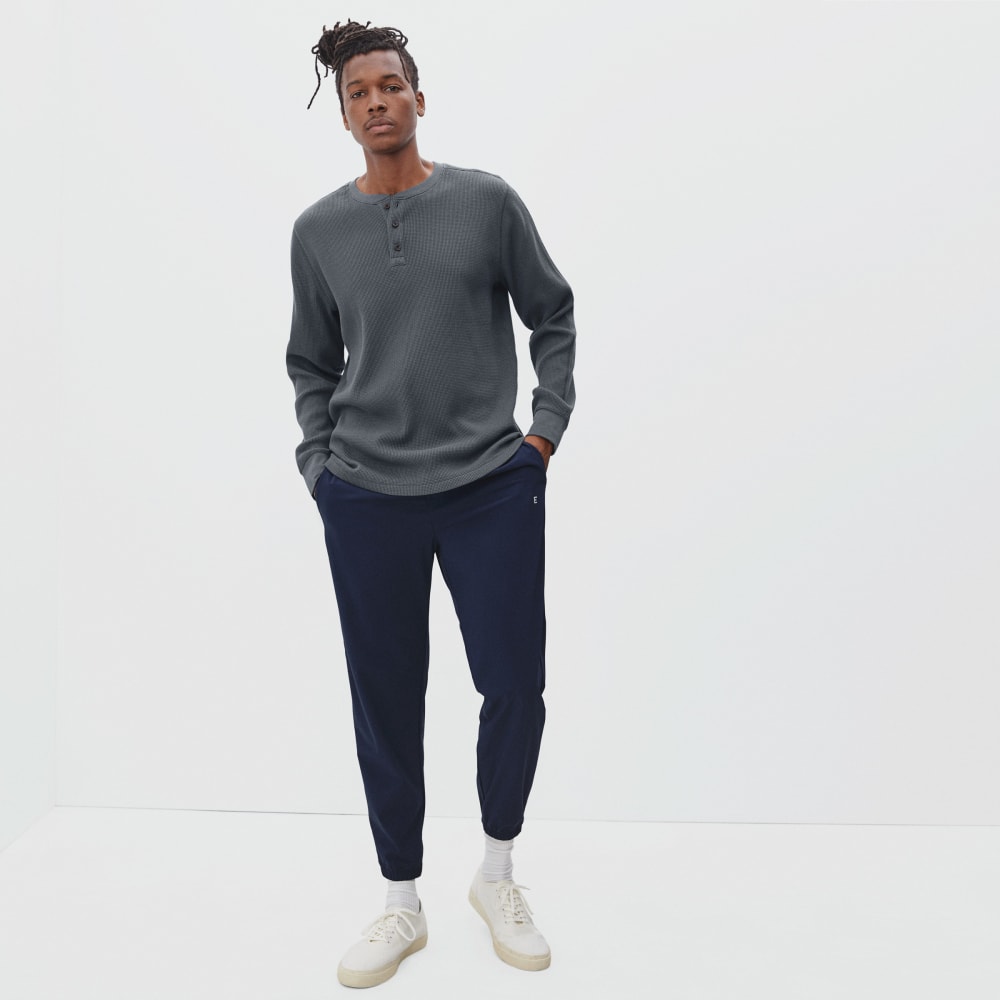 The Waffle Long-Sleeve Henley Tee | Slate