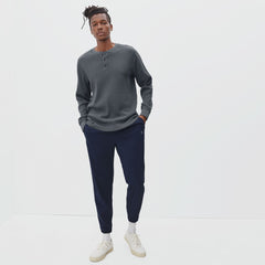 The Waffle Long-Sleeve Henley Tee | Slate