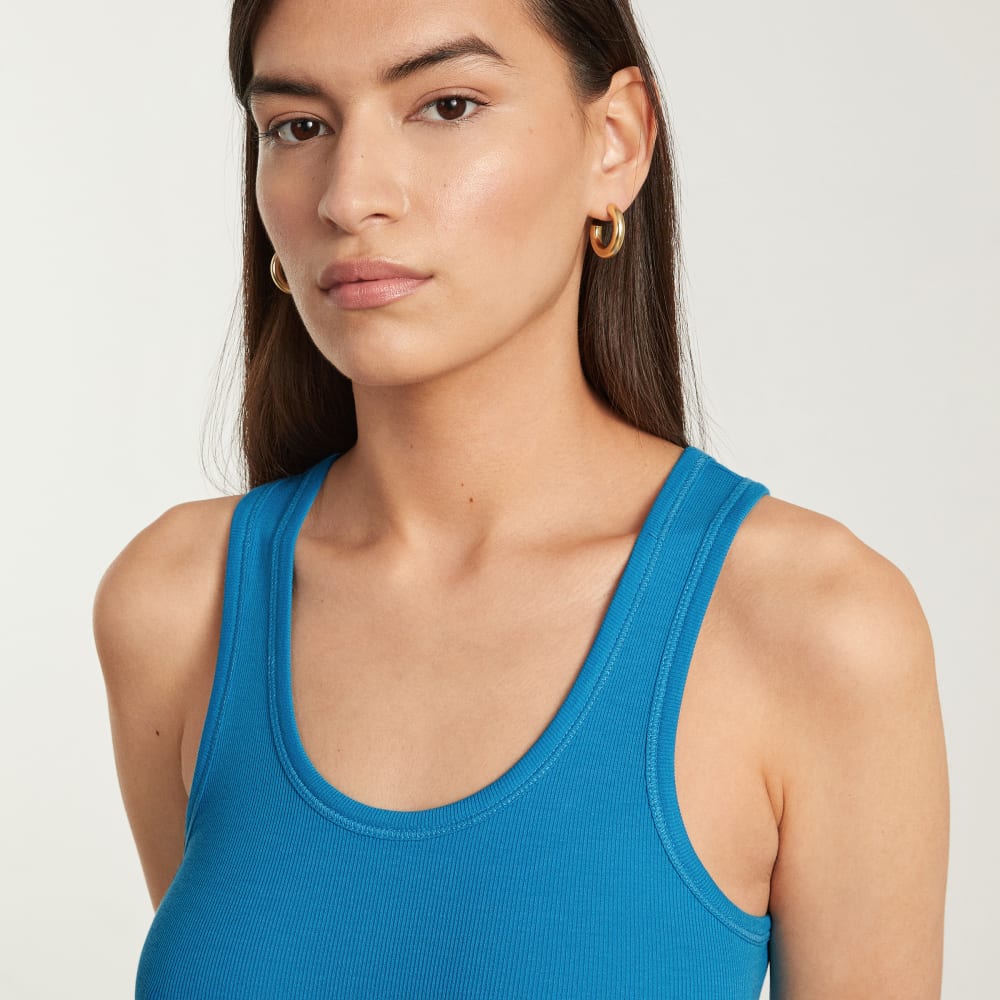 The Pima Micro-Rib U-neck Tank | Horizon Blue