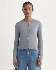 The Cropped Cardigan in Cotton Cashmere | Heather Charcoal