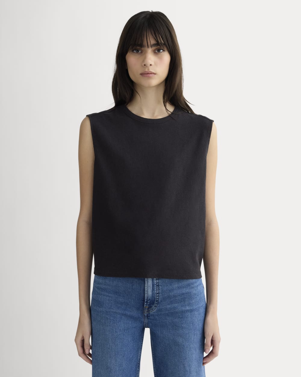 The Muscle Tee in Cotton Linen | Black
