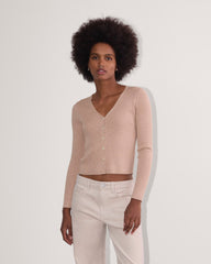 The Cardigan in Lurex Merino | Rose Gold