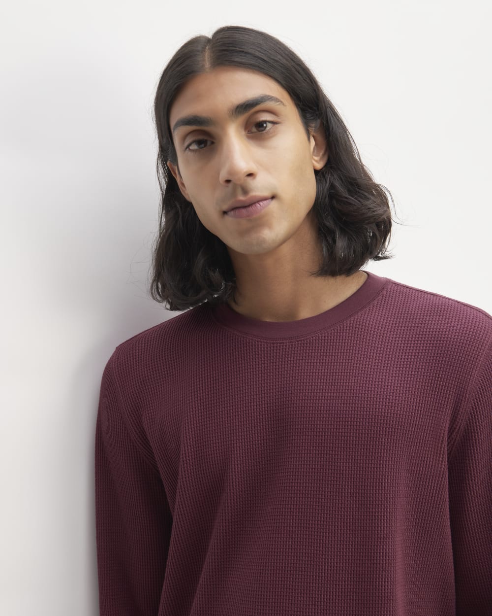 The Waffle Long-Sleeve Crew | Burgundy