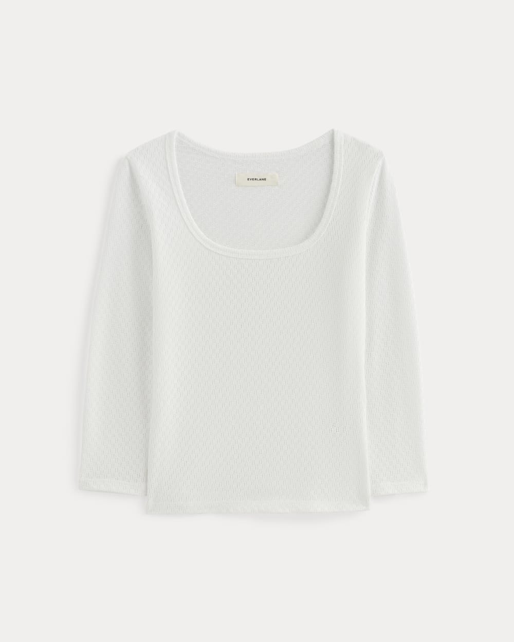 The Pointelle Scoop-Neck Top | White