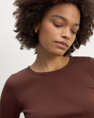 The Luxe Rib Long-Sleeve Crew | Dark Mahogany