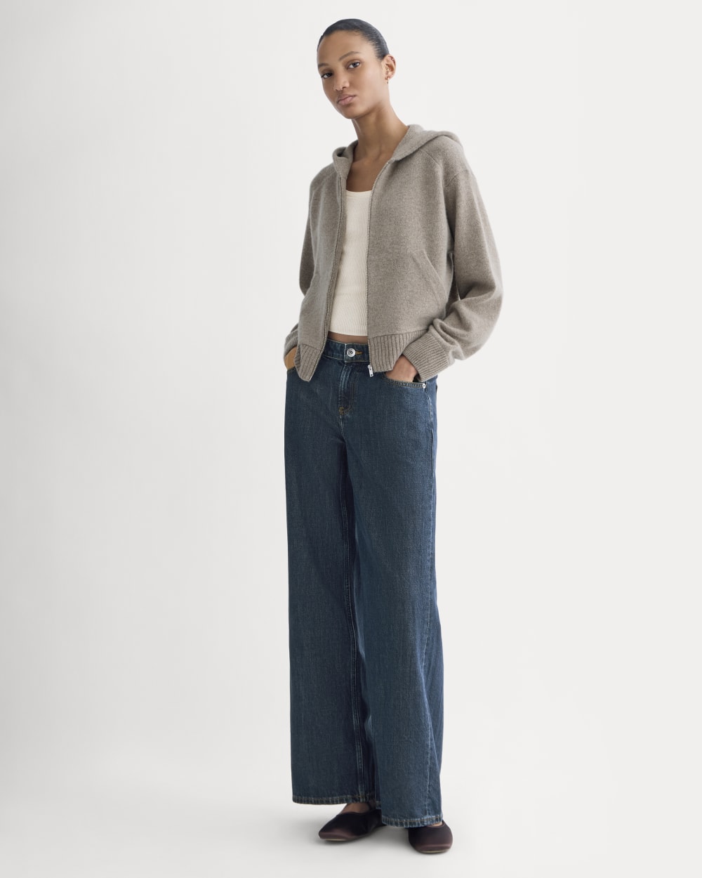 Full-Zip Hoodie in Wool Cashmere | Oatmeal