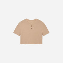 The Vintage Henley Hemp Tee | Hazelnut