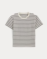 The Box-Cut Tee in Essential Cotton | Bone / Black | No Pocket