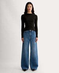 The Luxe Rib Funnel-Neck Tee | Black