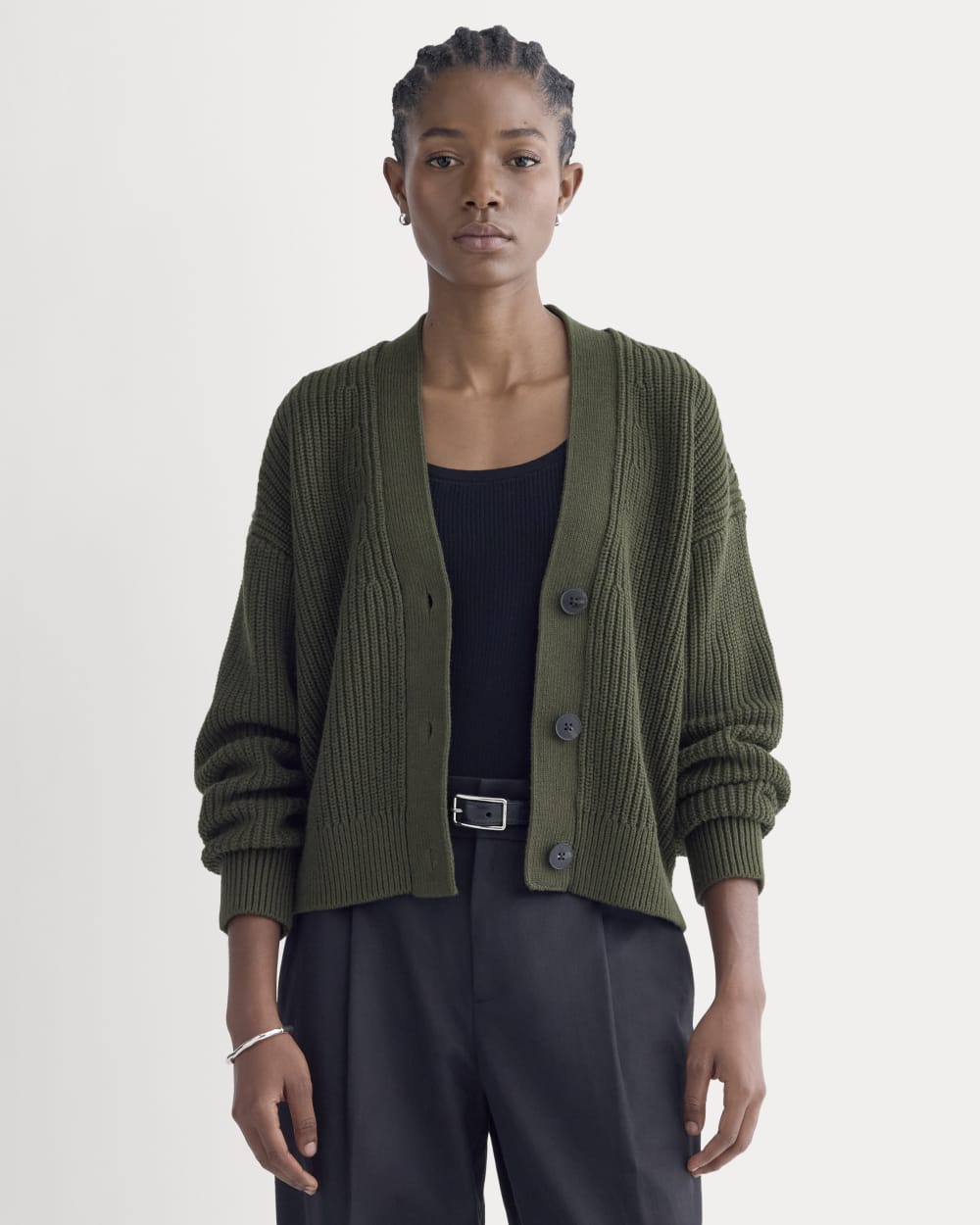 The Boxy Cardigan in Everyday Cotton | Dark Green