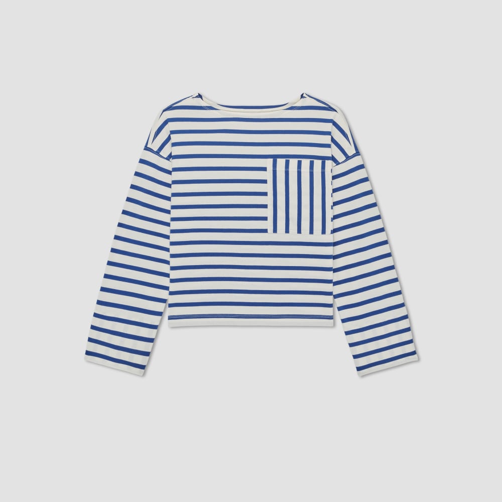 The Premium Weight Oversized Pocket Tee | Canvas Tan / Mazarine Blue