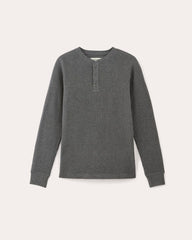 The Waffle Long-Sleeve Henley | Heathered Charcoal