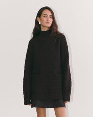 The Oversized Turtleneck in Luxe Merino | Black