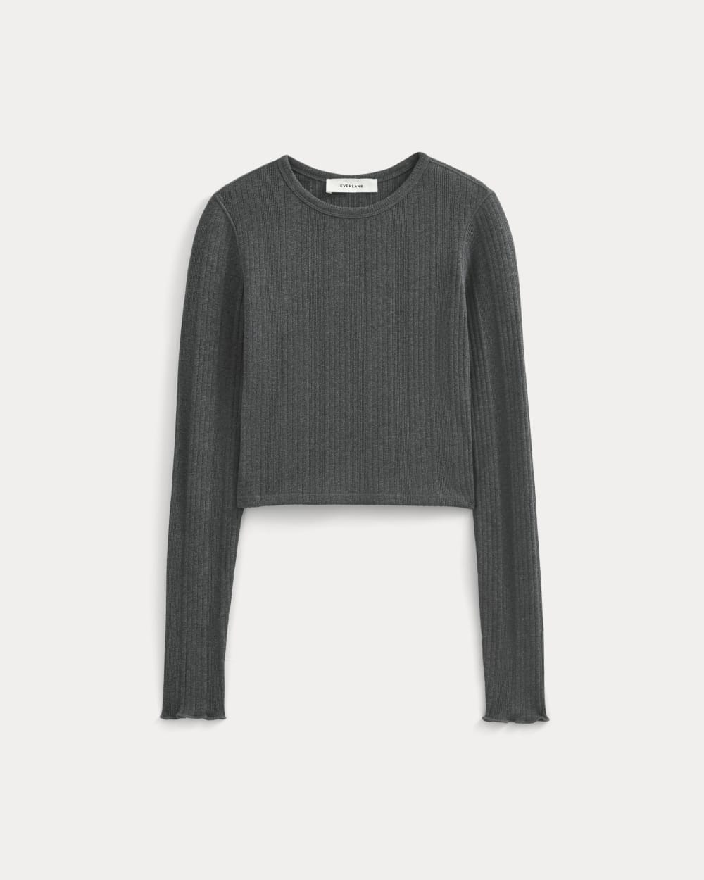 Lounge Rib Cropped Shirt | Heathered Soot