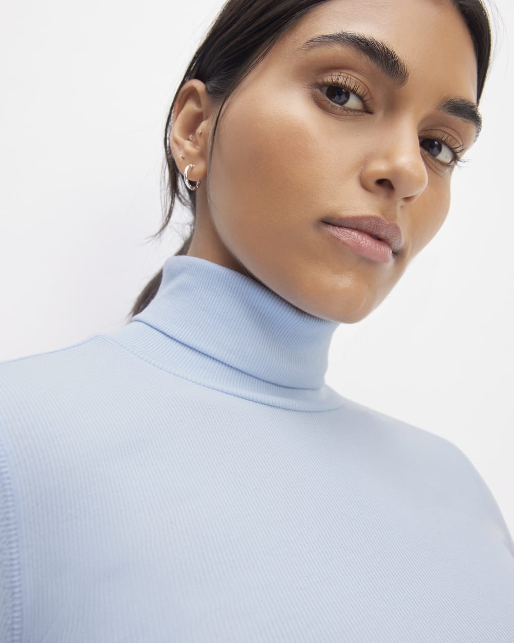 The Luxe Rib Turtleneck | Chambray Blue