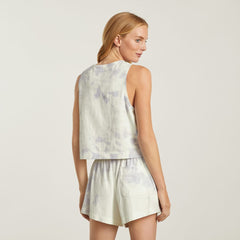 The Premium Weight Cropped Pocket Tank | Blue Slate Tie Dye