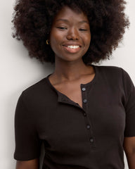 The Vintage Rib Henley | Black