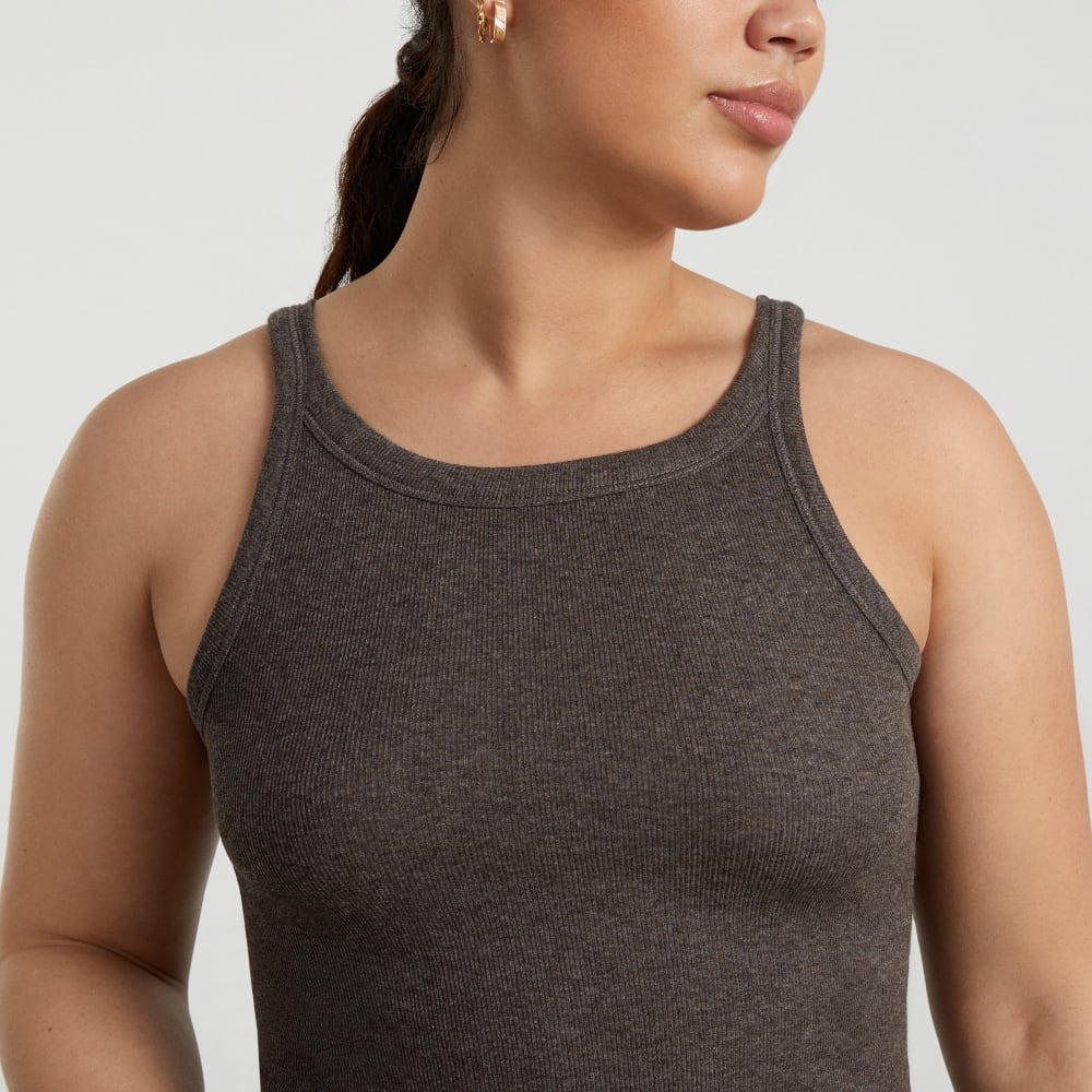 The Pima Micro-Rib Short Tank | Heathered Fatigue