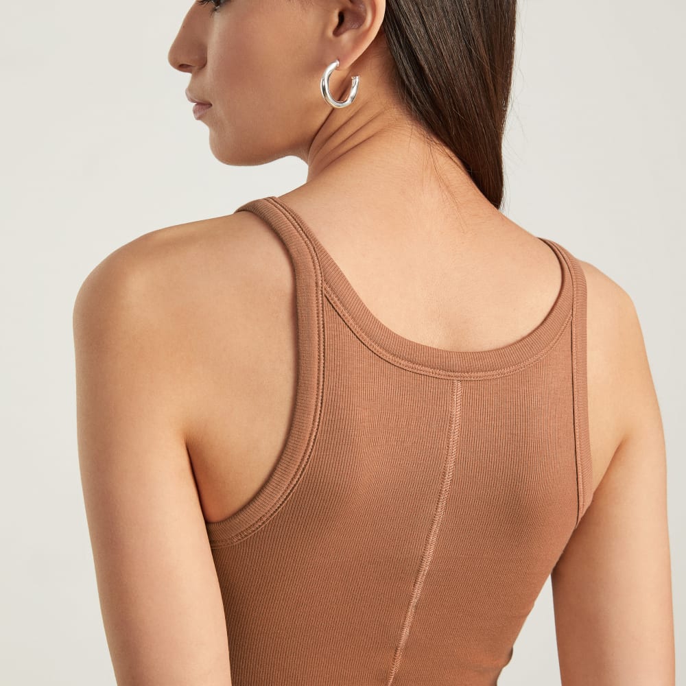 The Pima Micro-Rib Short Tank | Tawny Brown