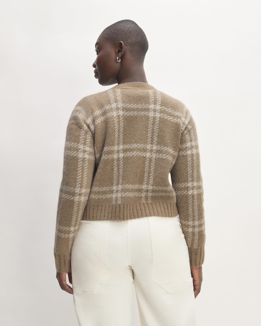 The Alpaca V-Neck Cropped Cardigan | Wheat / Lightest Taupe