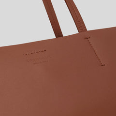 The Luxe Medium Italian Leather Tote | Cognac