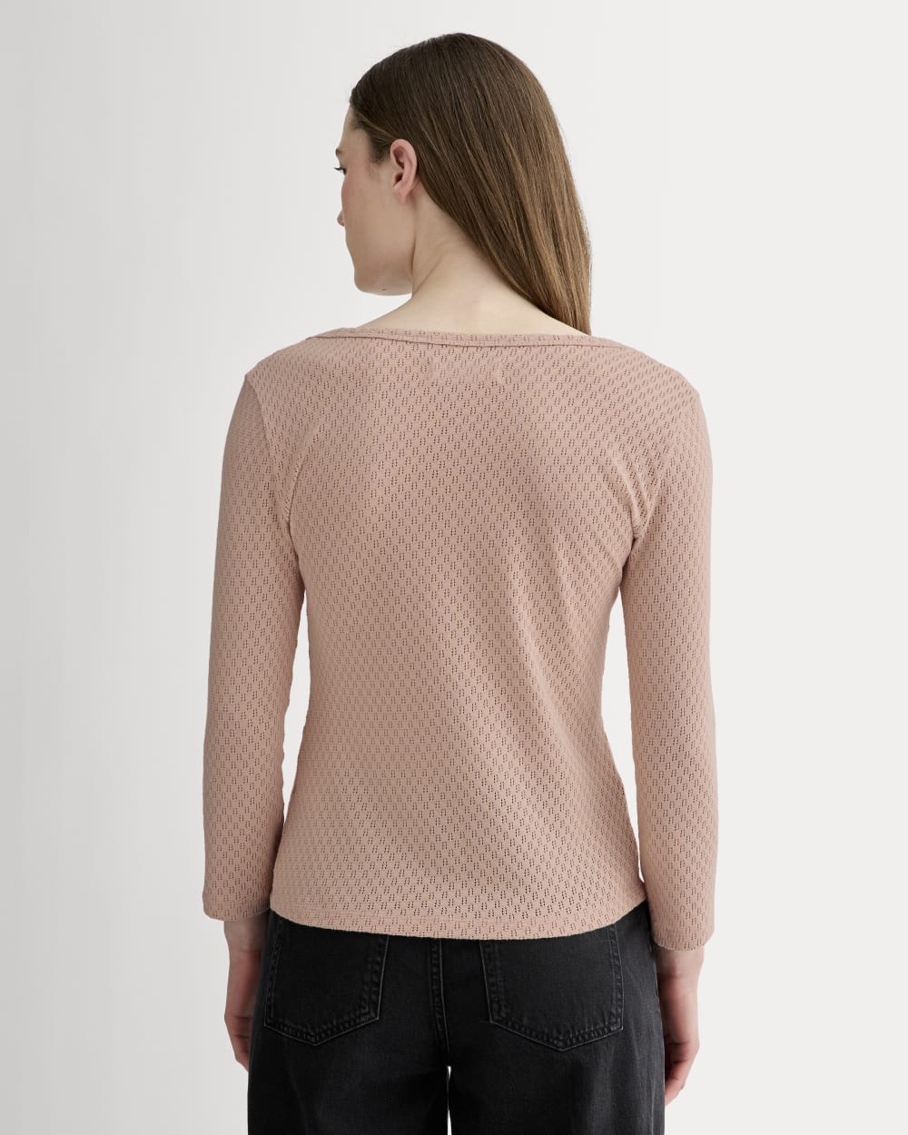 The Pointelle Scoop-Neck Top | Rose Smoke