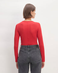 The Luxe Rib Long-Sleeve Crew | Haute Red