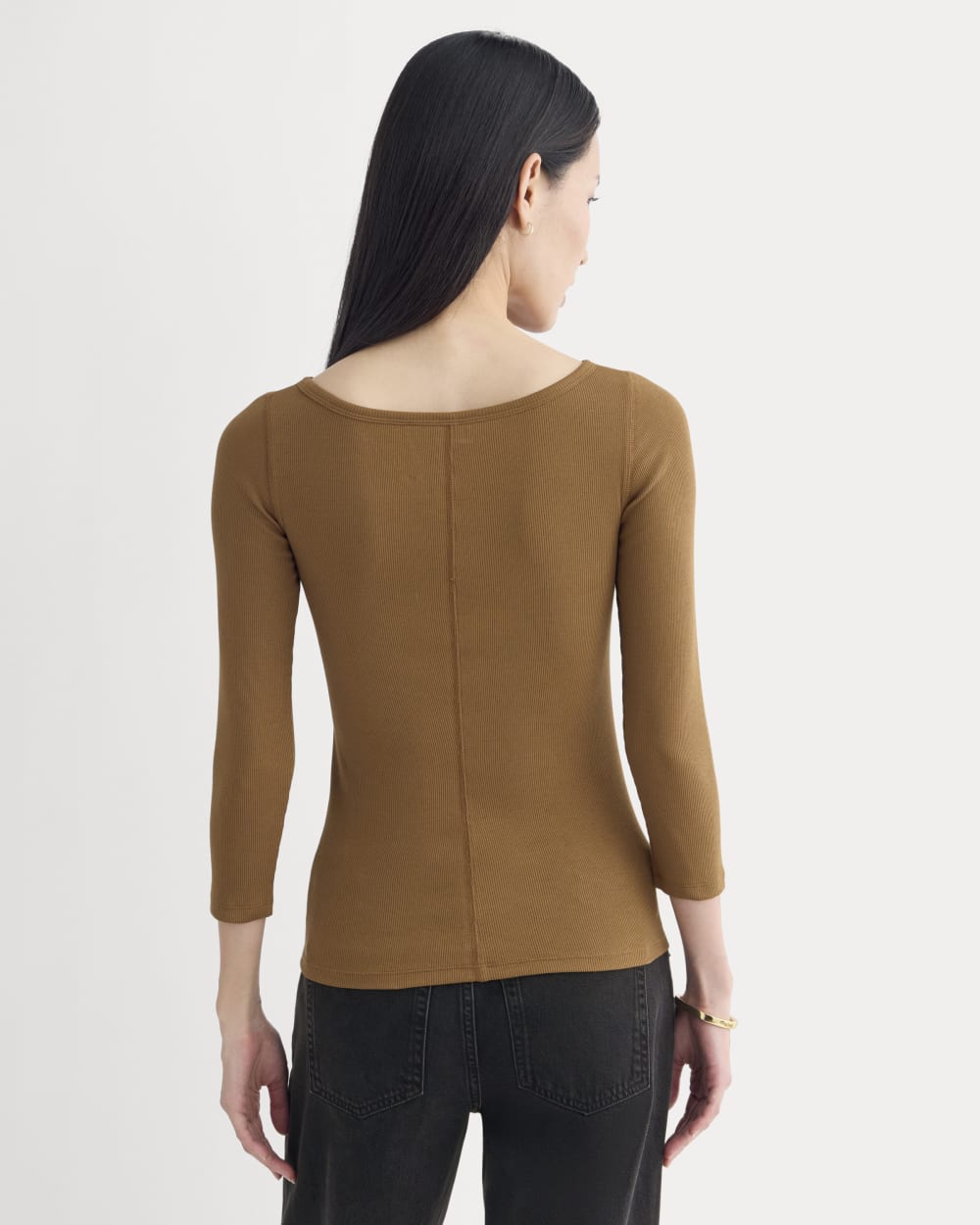 Luxe Rib 3/4 Sleeve Boatneck Tee | Toffee