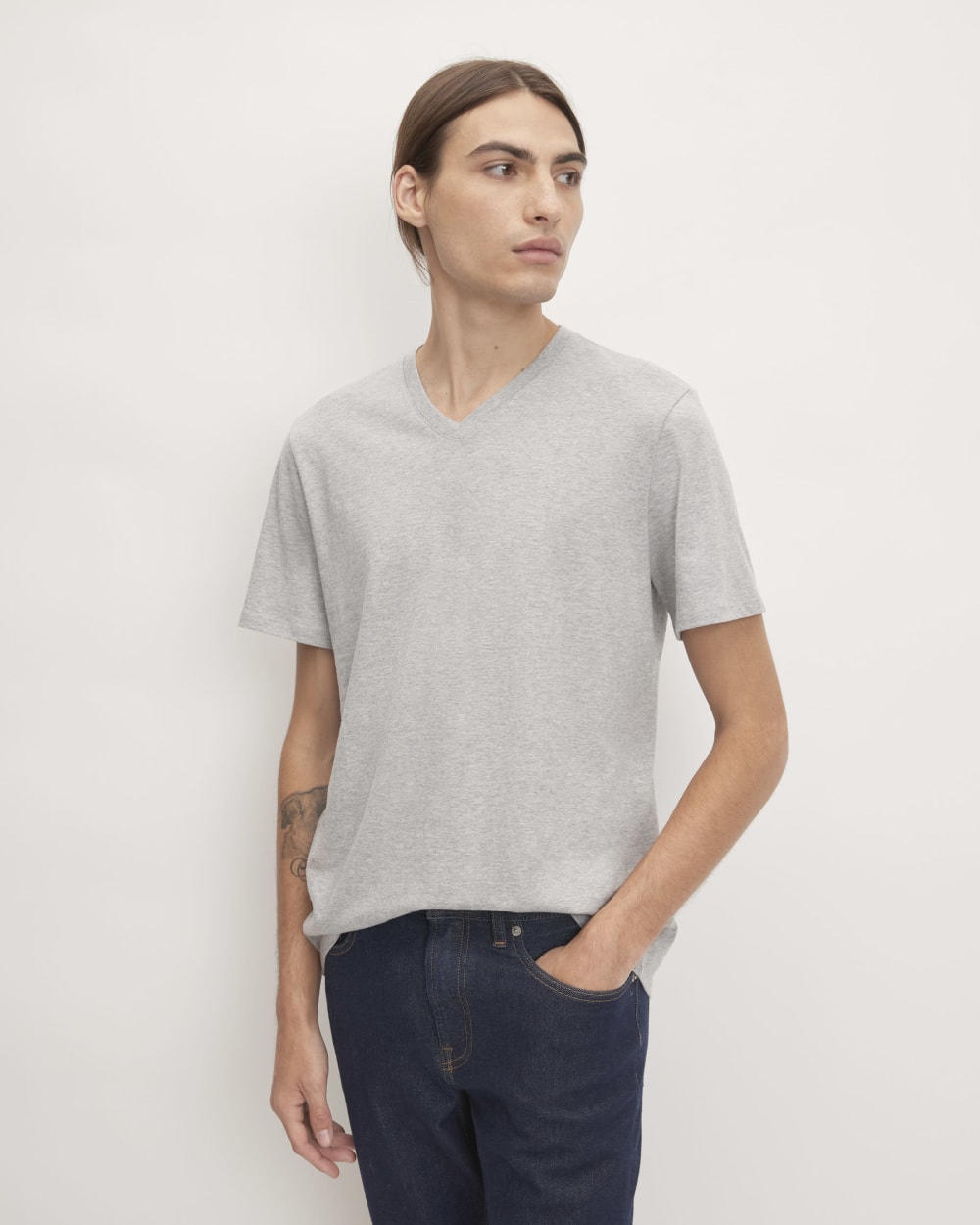 The Organic Cotton V-Neck Tee |  Heathered Grey