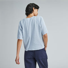 The Organic Cotton Waffle Raglan Tee | Heathered Light Blue