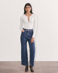 The Luxe Rib Henley | White