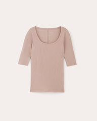 The Luxe Rib Scoop-Neck Tee | Dusty Rose