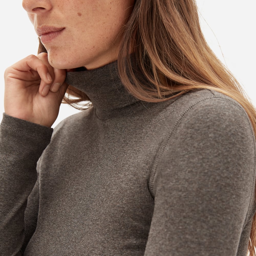 The Luxe Micro-Rib Turtleneck | Heathered Fatigue