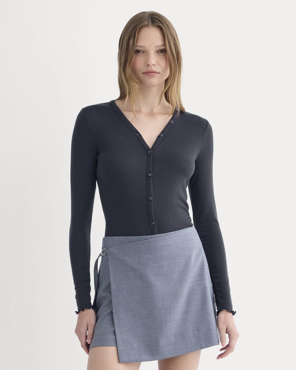 Sheer V-Neck Cardigan in Butterluxe | Deep Navy