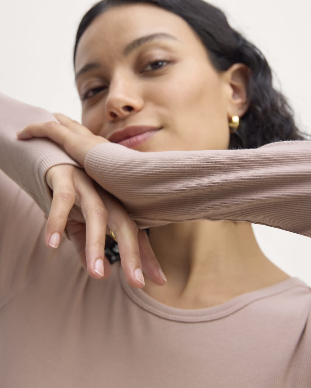 The Luxe Rib Long-Sleeve Crew | Dusty Rose