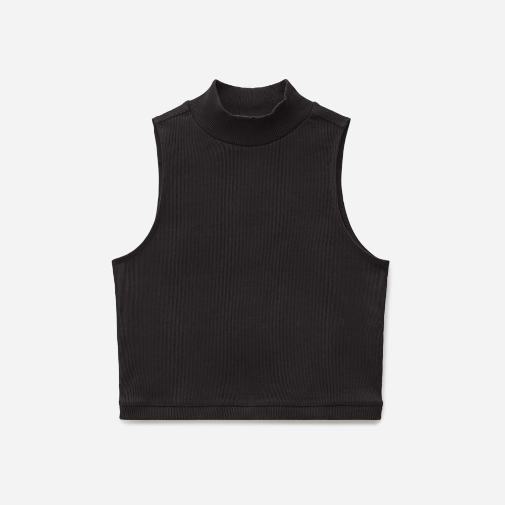 The Ribbed Mockneck Tank | Black