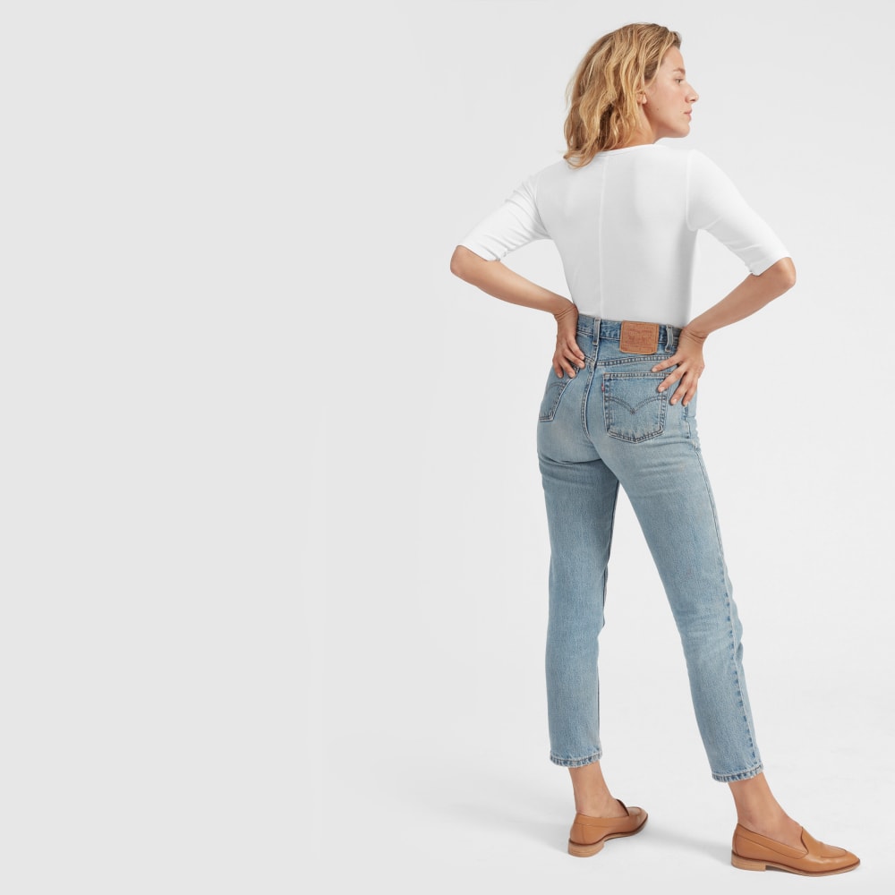 The Luxe Micro-Rib Scoop-Neck Tee | White