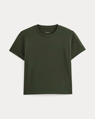 The Box-Cut Tee in Essential Cotton | Dark Green | No Pocket