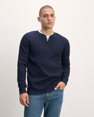 The Waffle Long-Sleeve Henley | Navy